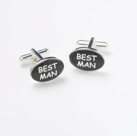 Cufflinks - Black Round Best Man